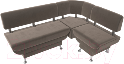 Уголок кухонный мягкий Лига Диванов Альфа правый / 116695 (велюр коричневый)