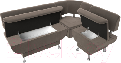 Уголок кухонный мягкий Лига Диванов Альфа правый / 116695 (велюр коричневый)