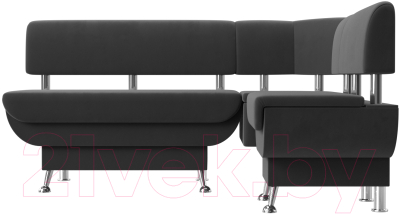 Уголок кухонный мягкий Лига Диванов Альфа правый / 116696 (велюр серый) - фото