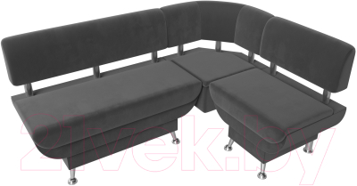 Уголок кухонный мягкий Лига Диванов Альфа правый / 116696 (велюр серый)