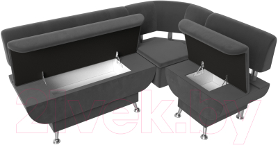 Уголок кухонный мягкий Лига Диванов Альфа правый / 116696 (велюр серый)