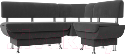 Уголок кухонный мягкий Лига Диванов Альфа правый / 116696 (велюр серый)