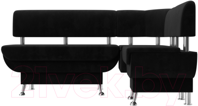 Уголок кухонный мягкий Лига Диванов Альфа правый / 116698 (велюр черный) - фото