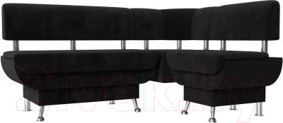 Уголок кухонный мягкий Лига Диванов Альфа правый / 116698 (велюр черный)