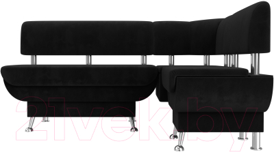 Уголок кухонный мягкий Лига Диванов Альфа правый / 116698 (велюр черный)