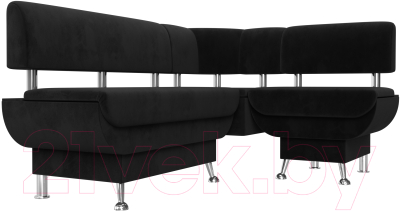 Уголок кухонный мягкий Лига Диванов Альфа правый / 116698 (велюр черный)