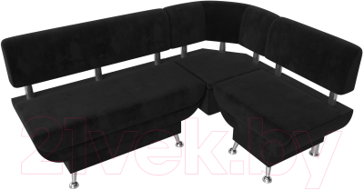 Уголок кухонный мягкий Лига Диванов Альфа правый / 116698 (велюр черный)