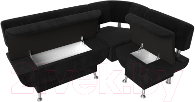 Уголок кухонный мягкий Лига Диванов Альфа правый / 116698 (велюр черный)