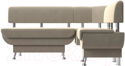 Уголок кухонный мягкий Лига Диванов Альфа правый / 116699 (микровельвет бежевый) - фото