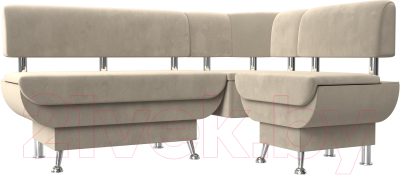 Уголок кухонный мягкий Лига Диванов Альфа правый / 116699 (микровельвет бежевый)