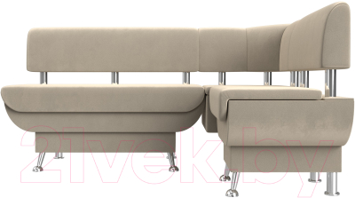 Уголок кухонный мягкий Лига Диванов Альфа правый / 116699 (микровельвет бежевый)