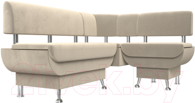 Уголок кухонный мягкий Лига Диванов Альфа правый / 116699 (микровельвет бежевый)