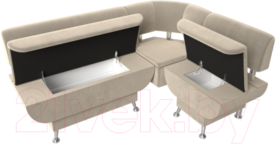 Уголок кухонный мягкий Лига Диванов Альфа правый / 116699 (микровельвет бежевый)