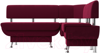 Уголок кухонный мягкий Лига Диванов Альфа правый / 116700 (микровельвет бордовый) - фото