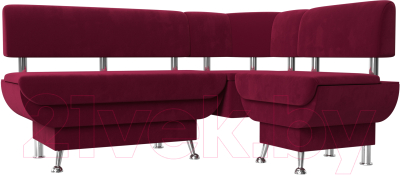 Уголок кухонный мягкий Лига Диванов Альфа правый / 116700 (микровельвет бордовый)