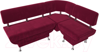 Уголок кухонный мягкий Лига Диванов Альфа правый / 116700 (микровельвет бордовый)