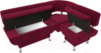Уголок кухонный мягкий Лига Диванов Альфа правый / 116700 (микровельвет бордовый)