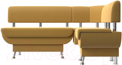 Уголок кухонный мягкий Лига Диванов Альфа правый / 116702 (микровельвет желтый) - фото