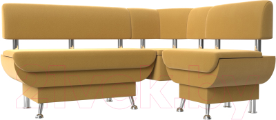 Уголок кухонный мягкий Лига Диванов Альфа правый / 116702 (микровельвет желтый)