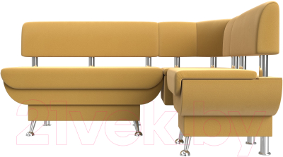 Уголок кухонный мягкий Лига Диванов Альфа правый / 116702 (микровельвет желтый)