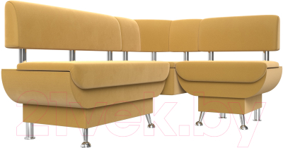 Уголок кухонный мягкий Лига Диванов Альфа правый / 116702 (микровельвет желтый)