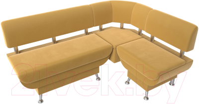 Уголок кухонный мягкий Лига Диванов Альфа правый / 116702 (микровельвет желтый)