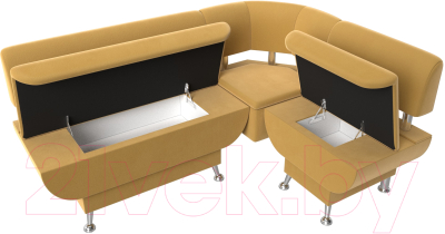 Уголок кухонный мягкий Лига Диванов Альфа правый / 116702 (микровельвет желтый)