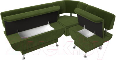 Уголок кухонный мягкий Лига Диванов Альфа правый / 116704 (микровельвет зеленый)
