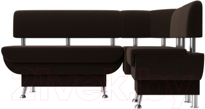 Уголок кухонный мягкий Лига Диванов Альфа правый / 116707 (микровельвет коричневый) - фото
