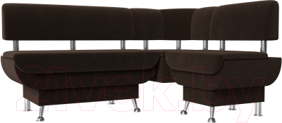 Уголок кухонный мягкий Лига Диванов Альфа правый / 116707 (микровельвет коричневый)