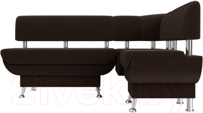 Уголок кухонный мягкий Лига Диванов Альфа правый / 116707 (микровельвет коричневый)