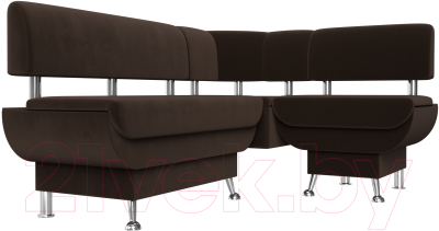 Уголок кухонный мягкий Лига Диванов Альфа правый / 116707 (микровельвет коричневый)