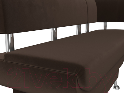 Уголок кухонный мягкий Лига Диванов Альфа правый / 116707 (микровельвет коричневый)