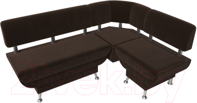 Уголок кухонный мягкий Лига Диванов Альфа правый / 116707 (микровельвет коричневый)