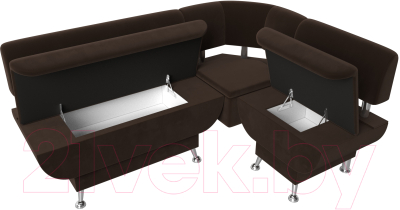 Уголок кухонный мягкий Лига Диванов Альфа правый / 116707 (микровельвет коричневый)