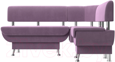 Уголок кухонный мягкий Лига Диванов Альфа правый / 116711 (микровельвет сиреневый) - фото