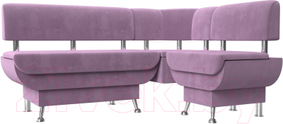 Уголок кухонный мягкий Лига Диванов Альфа правый / 116711 (микровельвет сиреневый)