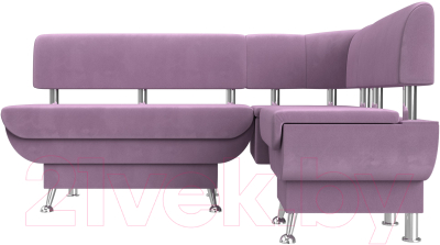 Уголок кухонный мягкий Лига Диванов Альфа правый / 116711 (микровельвет сиреневый)