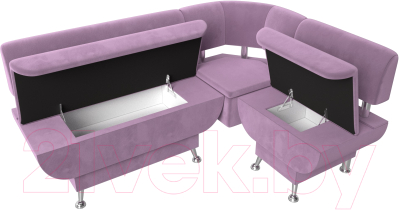 Уголок кухонный мягкий Лига Диванов Альфа правый / 116711 (микровельвет сиреневый)