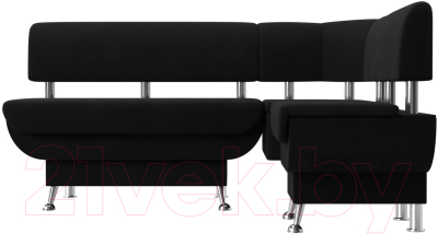 Уголок кухонный мягкий Лига Диванов Альфа правый / 116714 (микровельвет черный) - фото