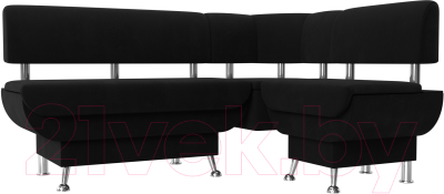 Уголок кухонный мягкий Лига Диванов Альфа правый / 116714 (микровельвет черный)