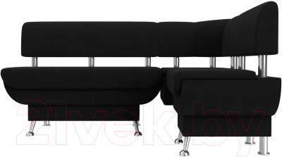 Уголок кухонный мягкий Лига Диванов Альфа правый / 116714 (микровельвет черный)