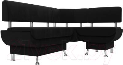 Уголок кухонный мягкий Лига Диванов Альфа правый / 116714 (микровельвет черный)