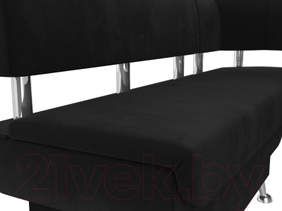 Уголок кухонный мягкий Лига Диванов Альфа правый / 116714 (микровельвет черный)