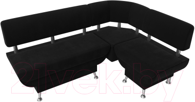 Уголок кухонный мягкий Лига Диванов Альфа правый / 116714 (микровельвет черный)