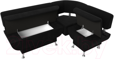 Уголок кухонный мягкий Лига Диванов Альфа правый / 116714 (микровельвет черный)