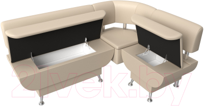 Уголок кухонный мягкий Лига Диванов Альфа правый / 116733 (экокожа бежевый)
