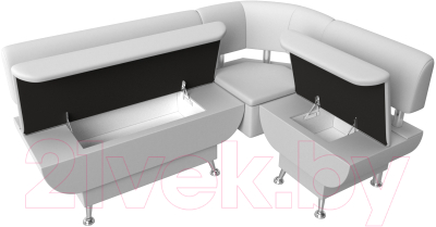 Уголок кухонный мягкий Лига Диванов Альфа правый / 116734 (экокожа белый)