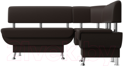 Уголок кухонный мягкий Лига Диванов Альфа правый / 116735 (экокожа коричневый) - фото