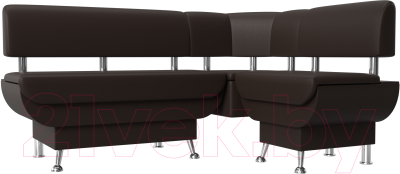 Уголок кухонный мягкий Лига Диванов Альфа правый / 116735 (экокожа коричневый)